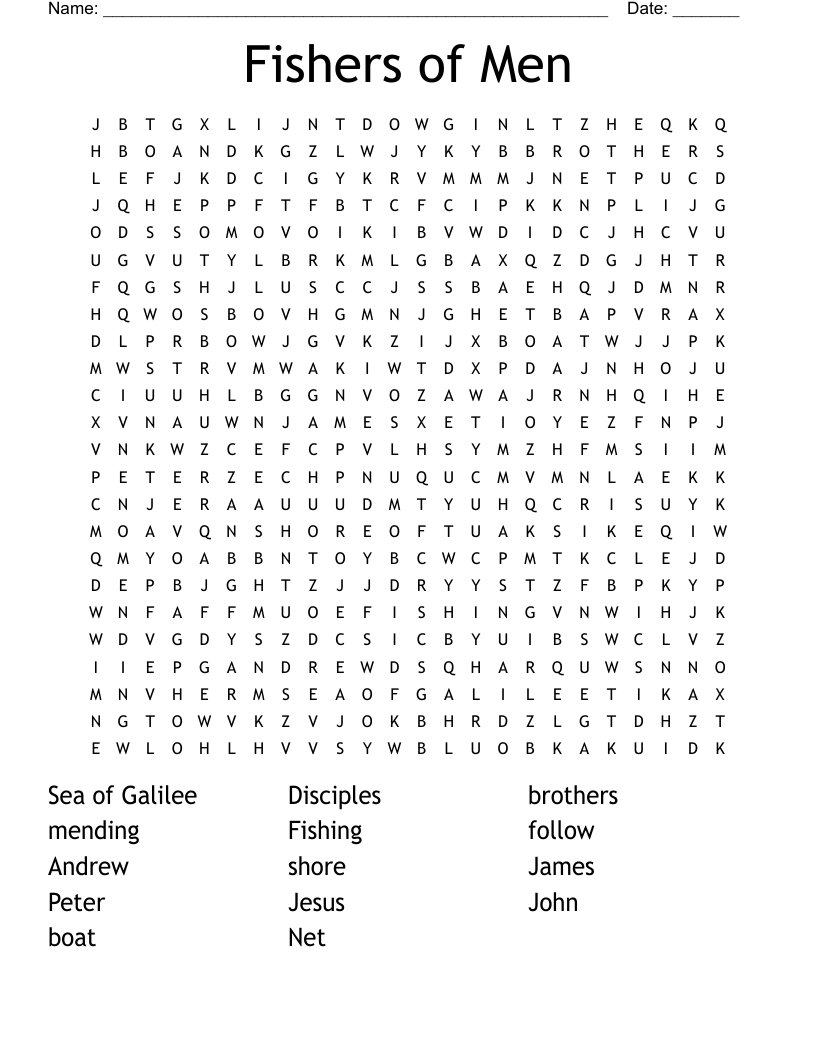 Fishers Of Men LUKE 5 1 11 Word Search WordMint