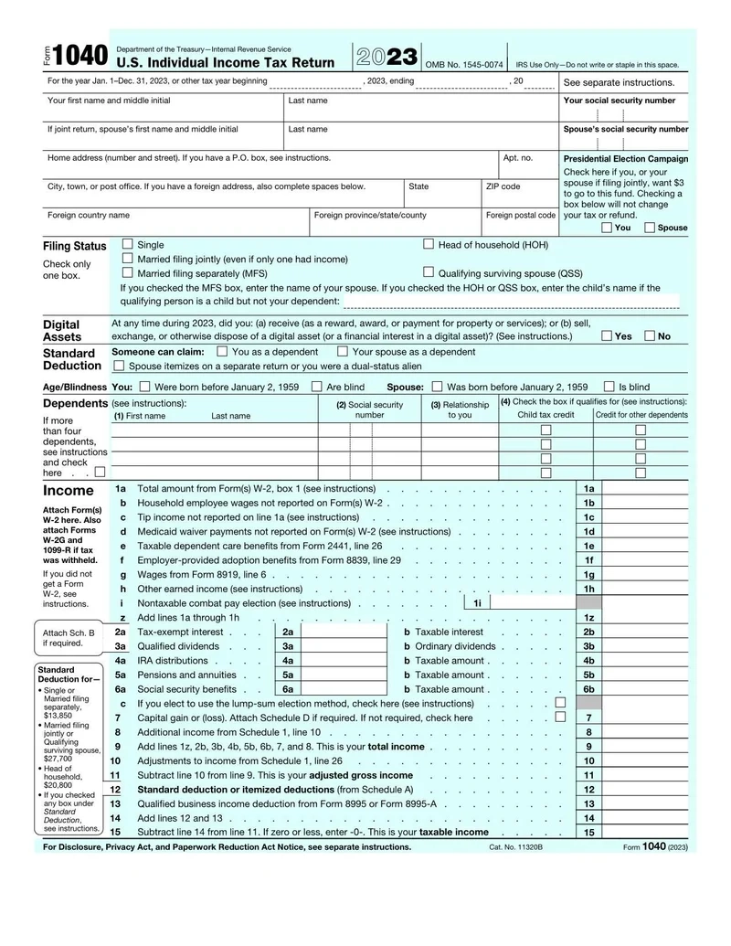 Illinois 1040 Tax Form Printable