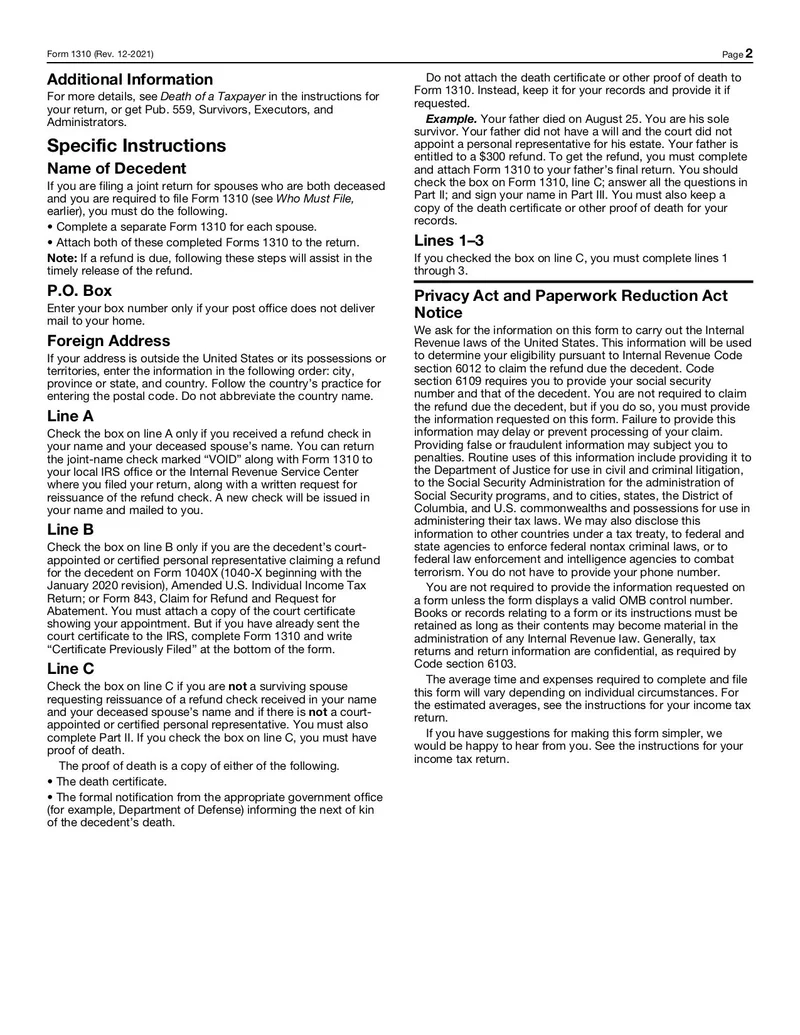 Irs Form 1310 Instructions