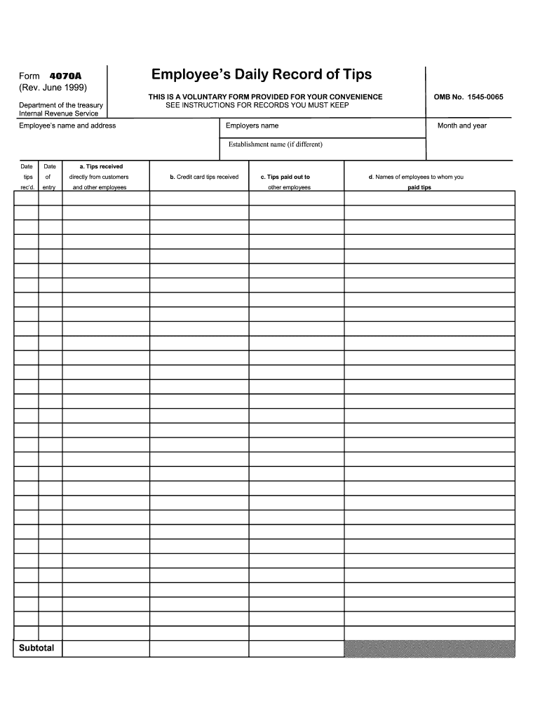 Form 4070A Printable