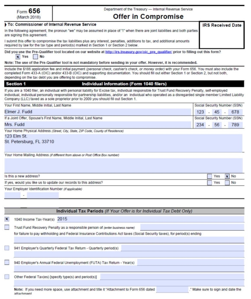 Irs Form 656 Printable