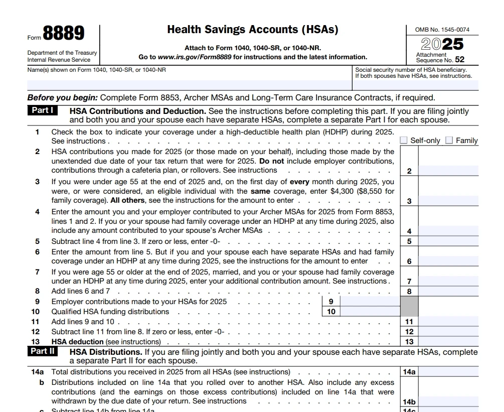 Form 8889 Filing HSA Contributions Withdrawals amp Deductions