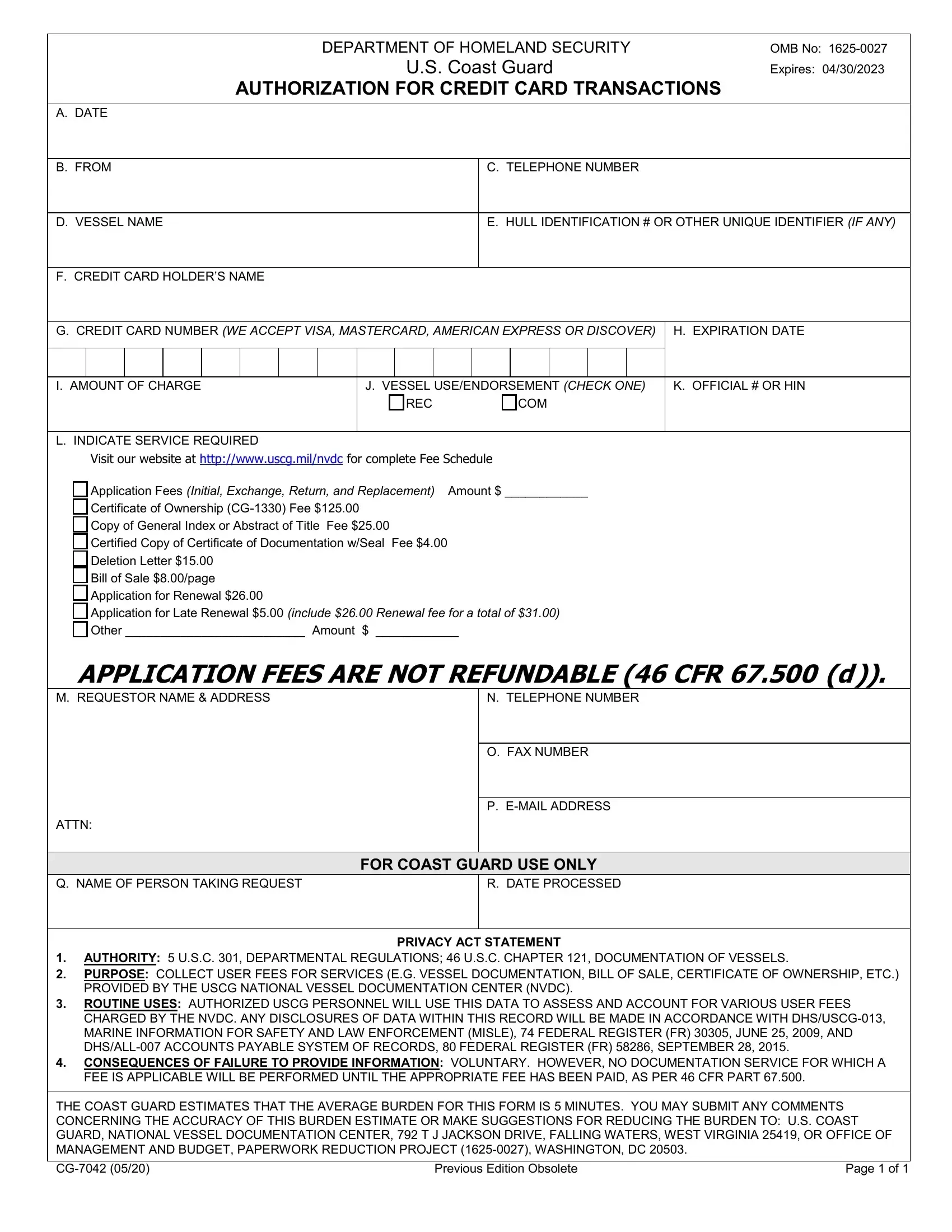 Form Cg 7042 Fill Out Printable PDF Forms Online