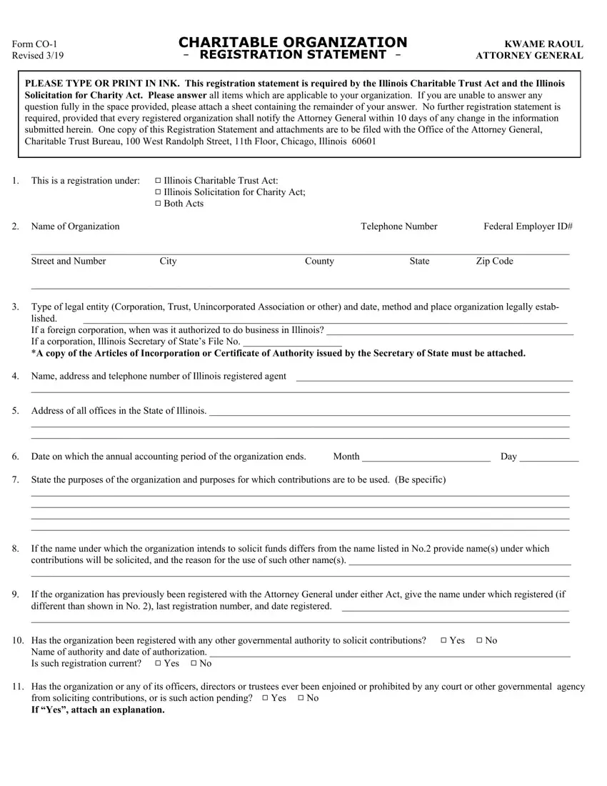 Form CO 1 Fill Out Printable PDF Forms Online