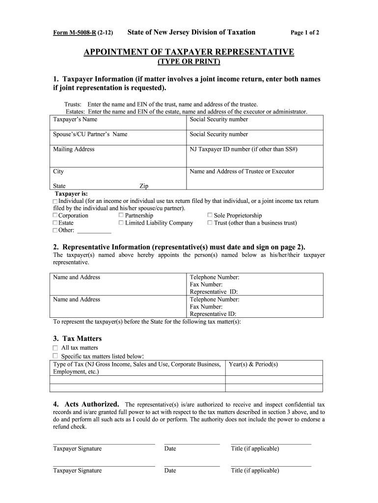 Form M 5008 R 2012 Fill Out amp Sign Online DocHub