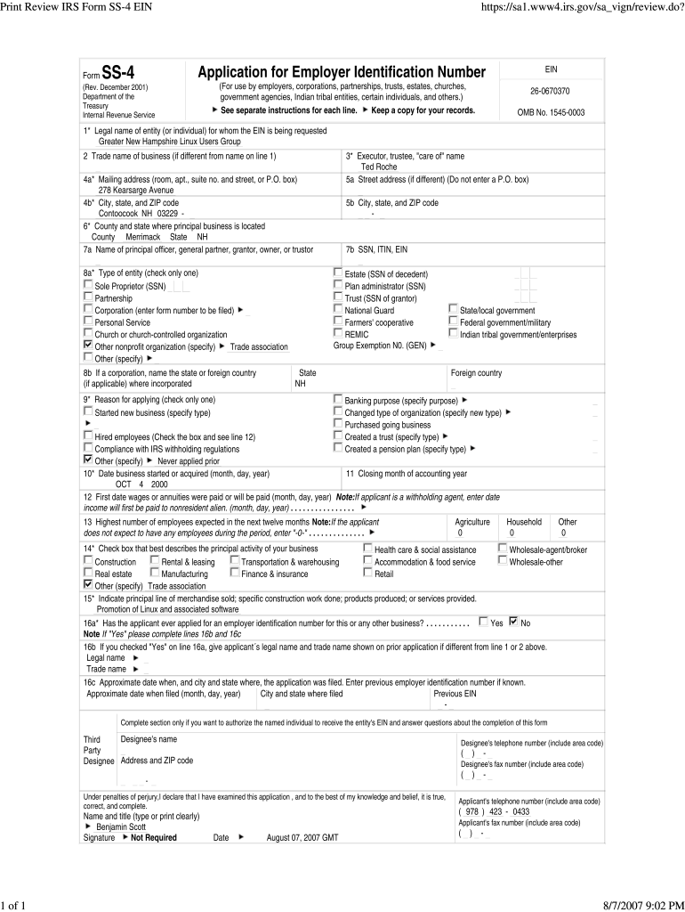 File Irs Form Ss-4 Online