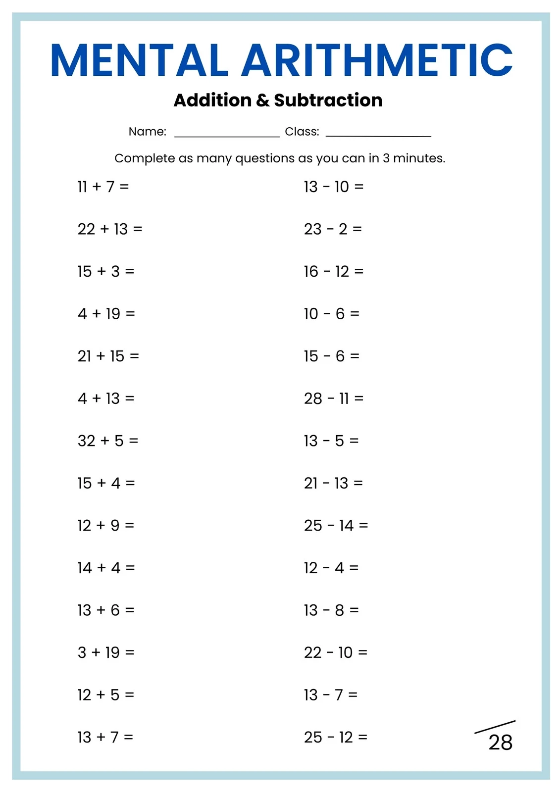 3rd Grade Free Printable Worksheets