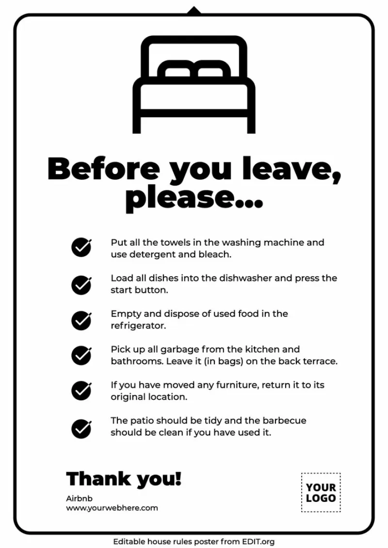 Printable Airbnb House Rules Template Free