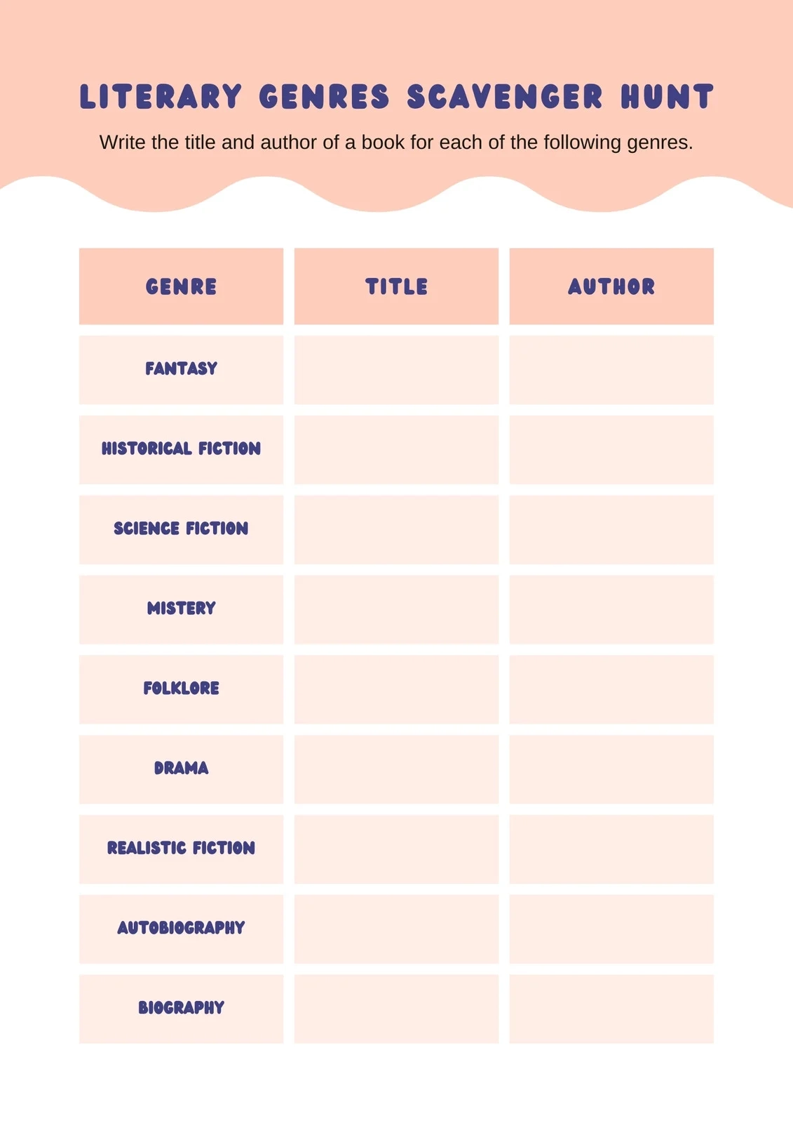 Scavenger Hunt Template Printable