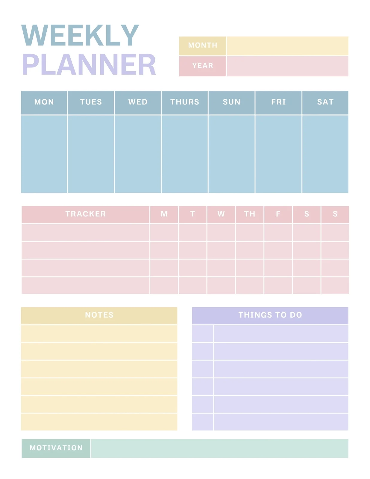 Weekly Schedule Printable Template