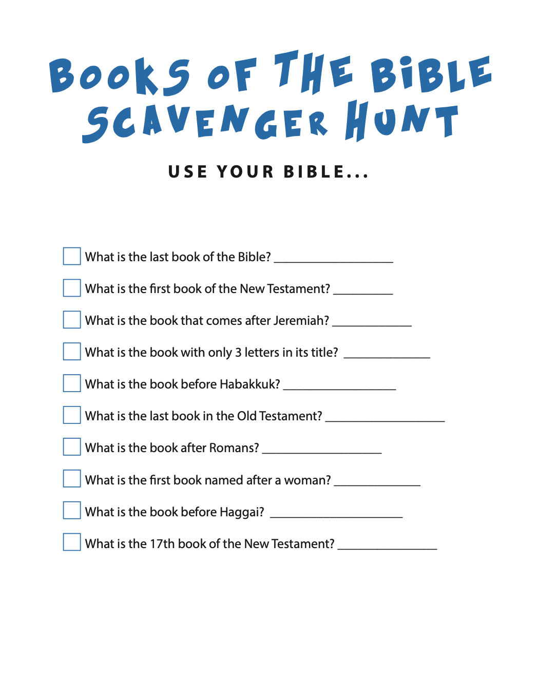 Books Of The Bible Free Printable Worksheet