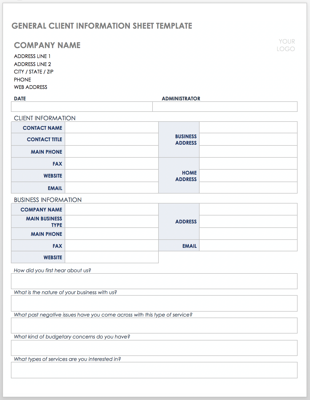 Free Client Information Forms amp Templates Smartsheet