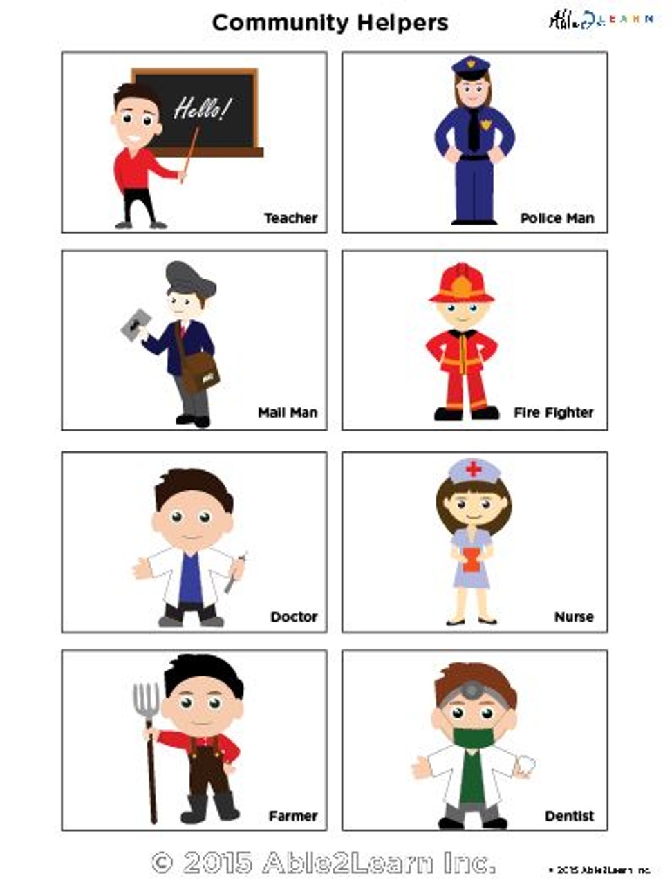 Free Community Helper Flashcards Free ABA Resources