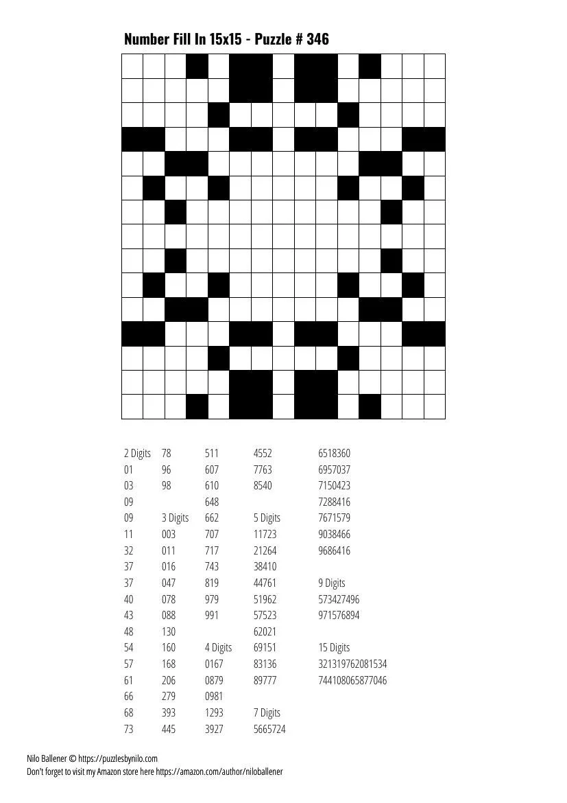 Printable Number Crossword Puzzles