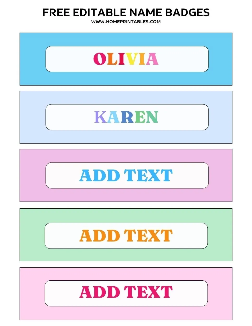 Name Tag Templates Editable