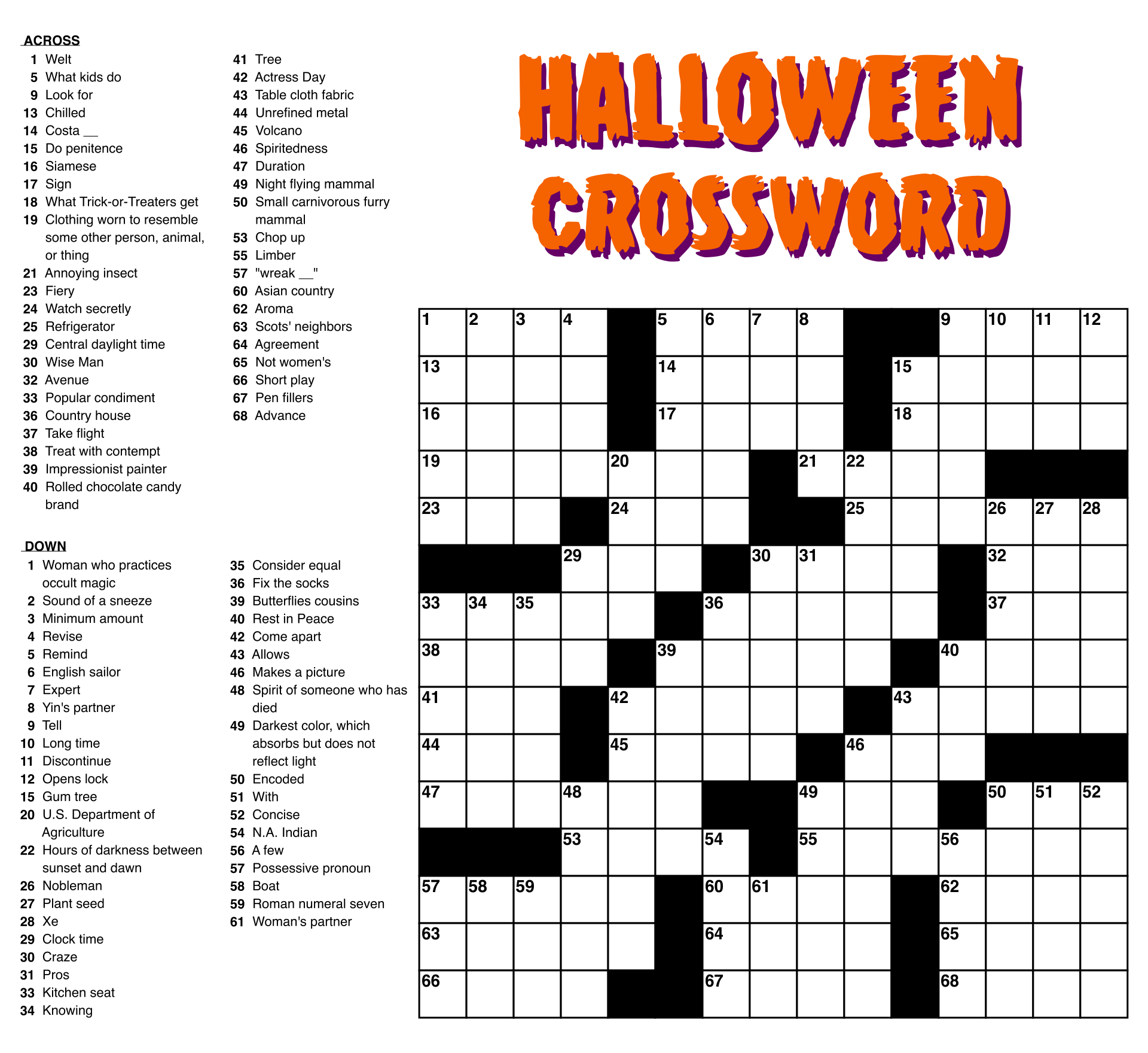 Free Free Printable Crossword Puzzles Easy Difficulty Download 