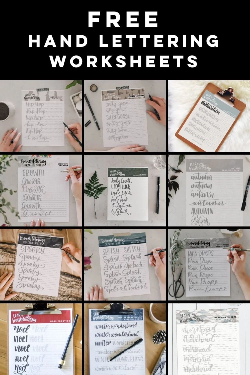 Free Printable Brush Lettering Worksheets