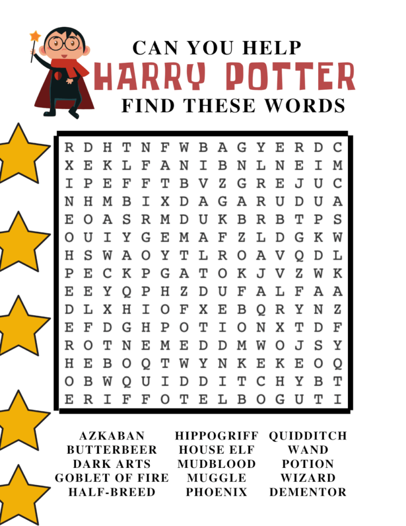 Harry Potter Activities Printable Free