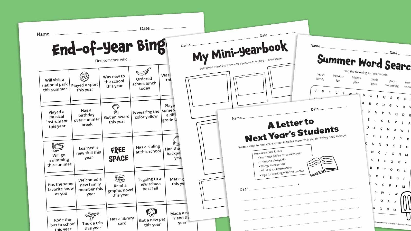 Free End Of Year Printables