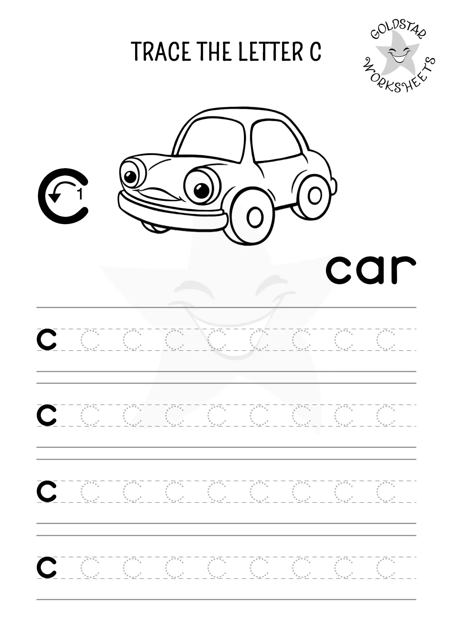 Free Letter C Tracing Sheets Cute Cat Cow amp Car Designs Kids Love 
