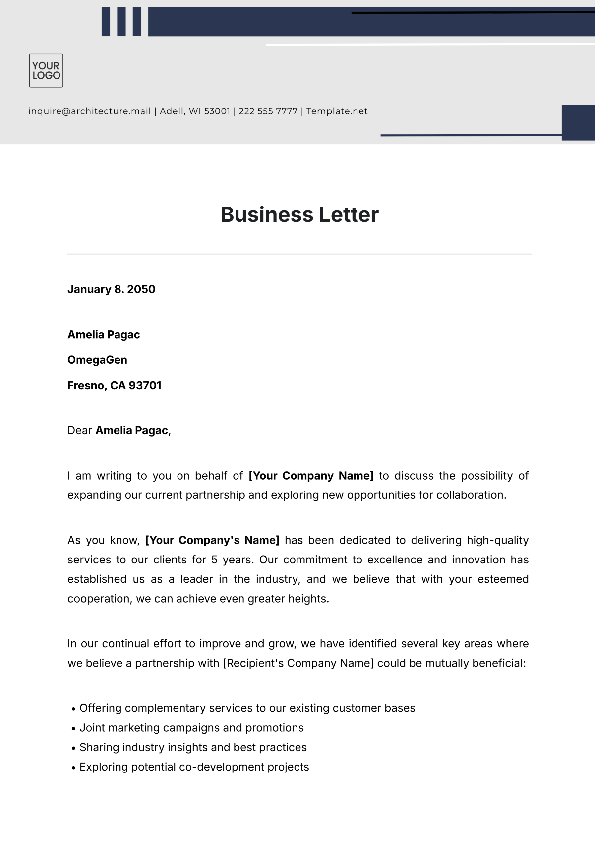 Free Letter Templates Editable And Printable