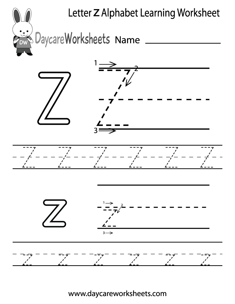 Free Printable Letter Z Worksheets For Kindergarten