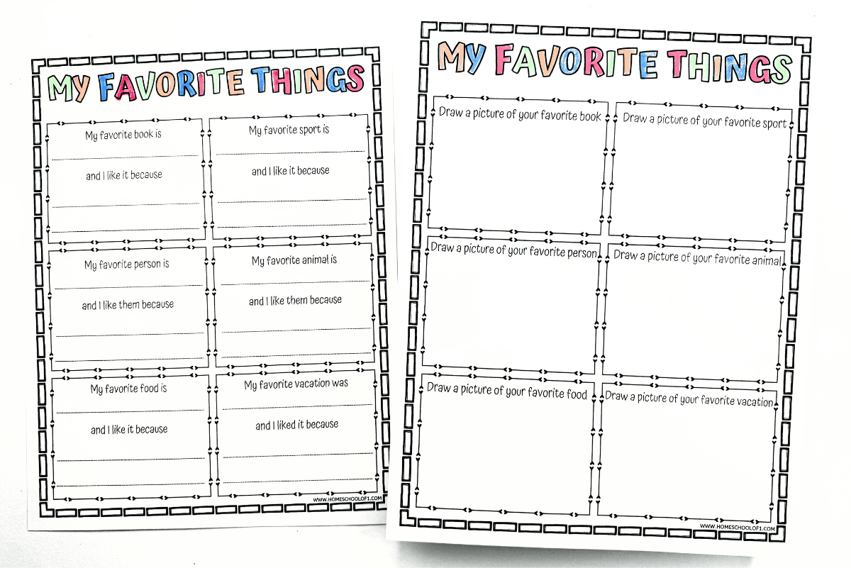Free My Favorite Things Worksheet