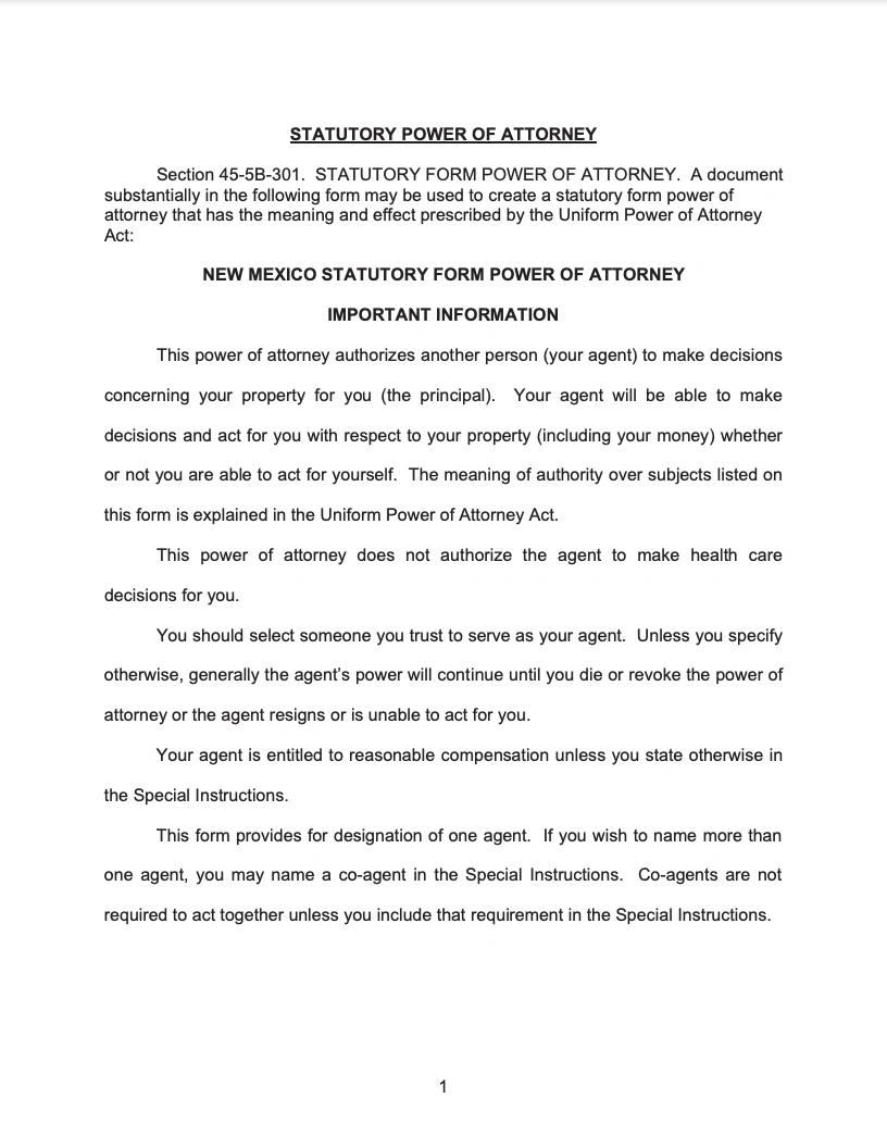 Free New Mexico Power Of Attorney Forms 8 PDF