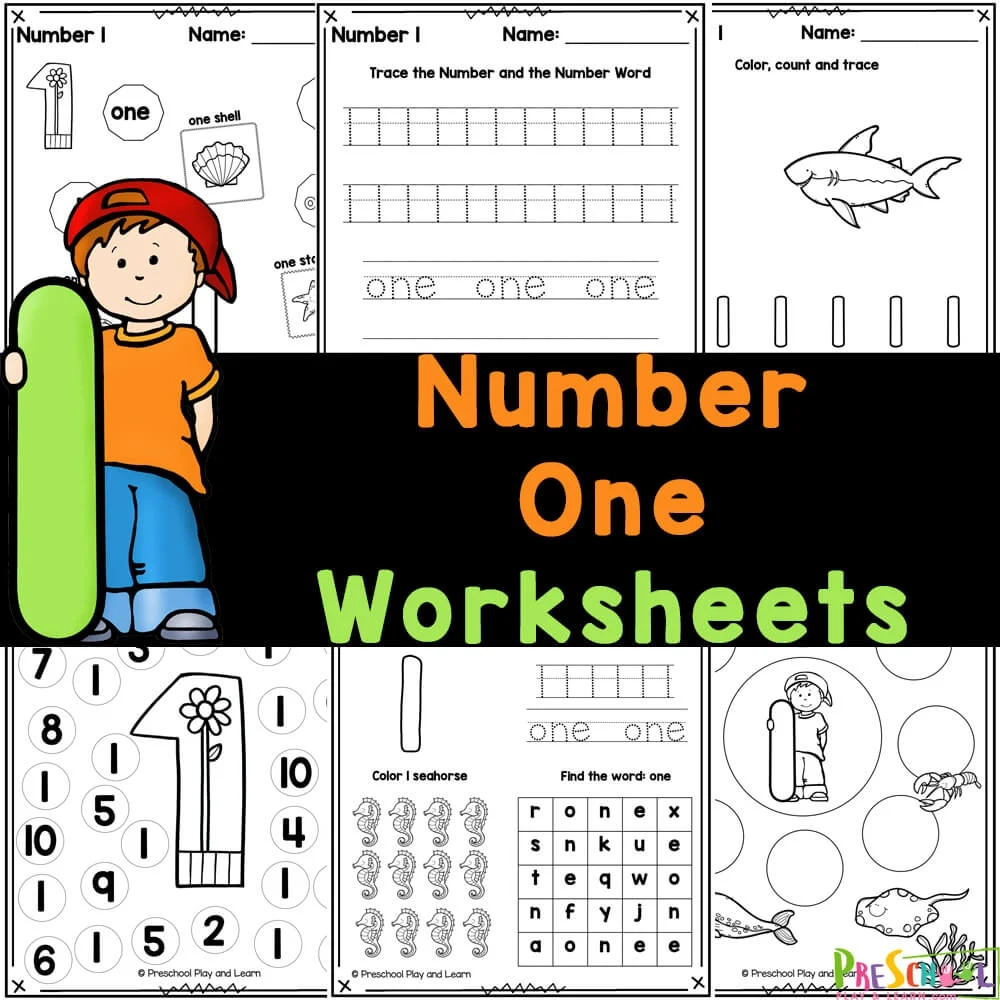 FREE Number 1 Worksheets For Preschool Tracing amp Counting Exercises