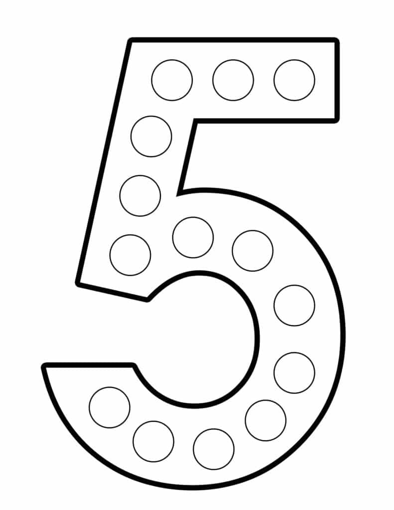 Number 5 Outline Printable