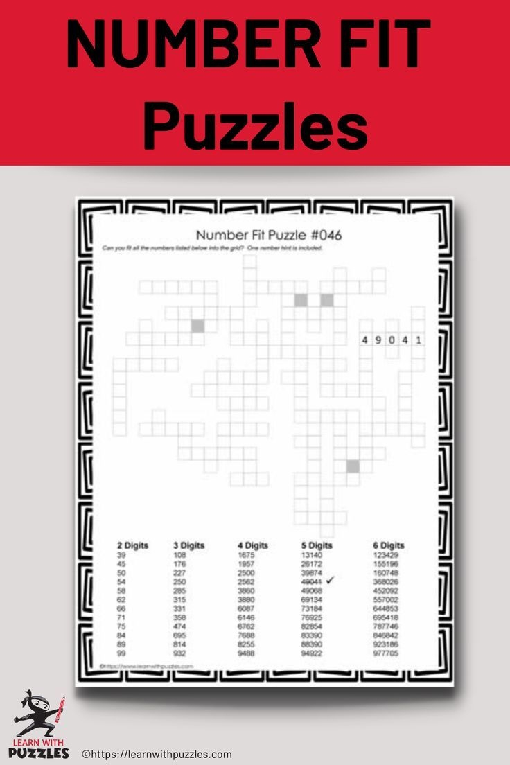 FREE Number Fit Puzzle To Print Fill In The Blanks 