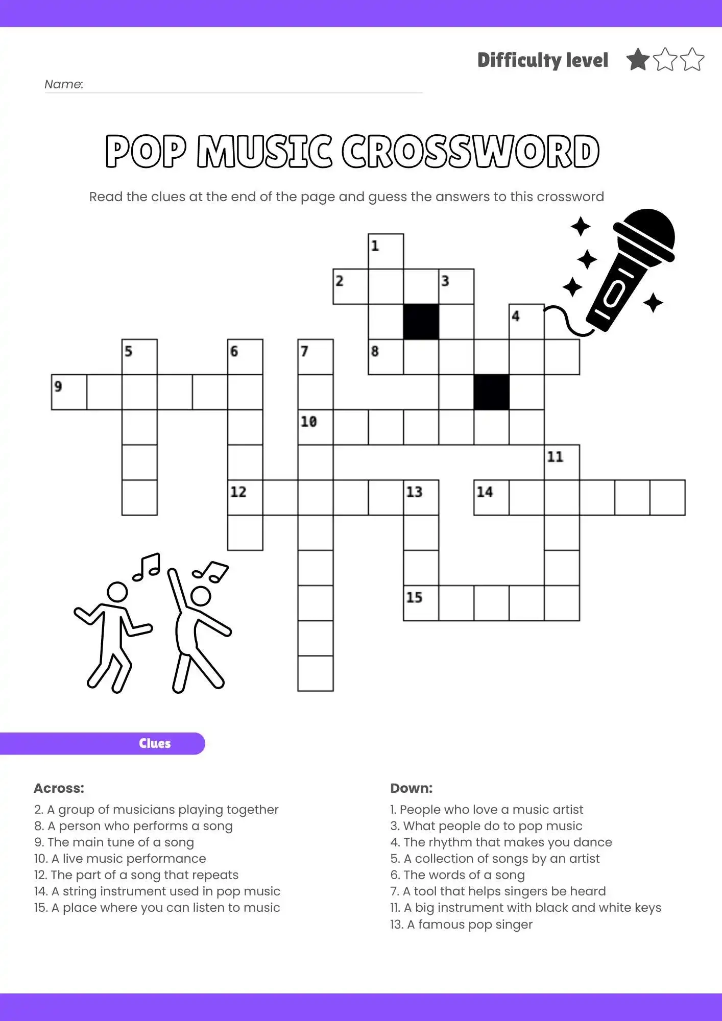 Genre Crossword Puzzles Printable