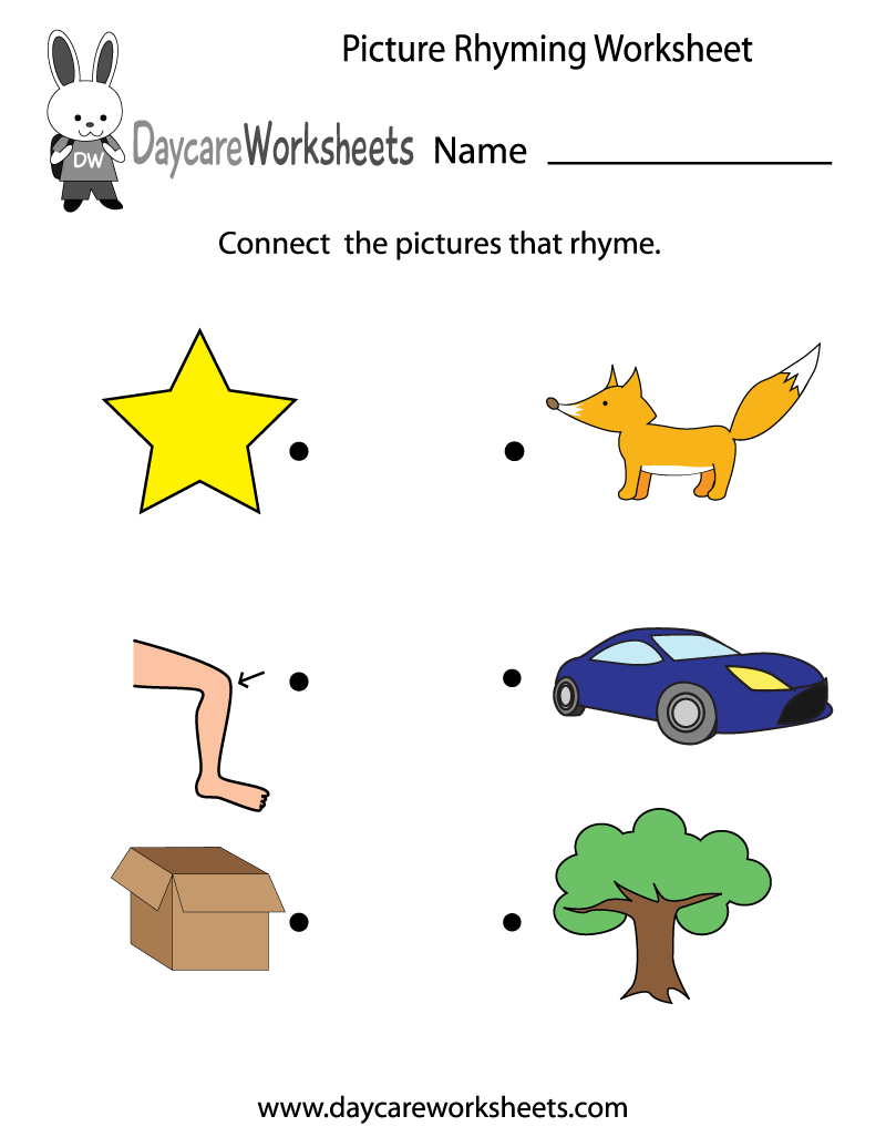Free Preschool Picture Rhyming Worksheet Worksheets Library
