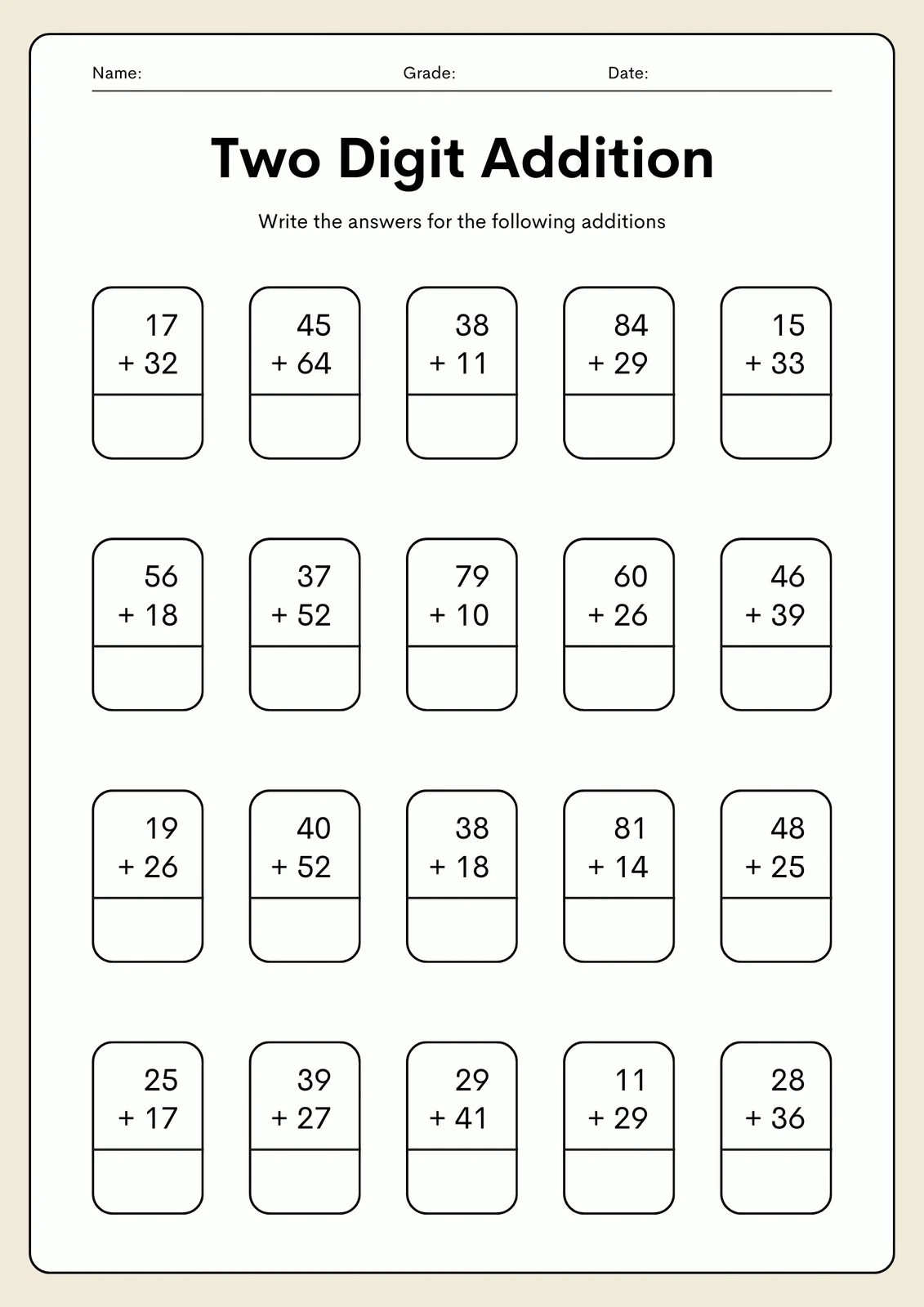 Printable Basic Math Worksheets