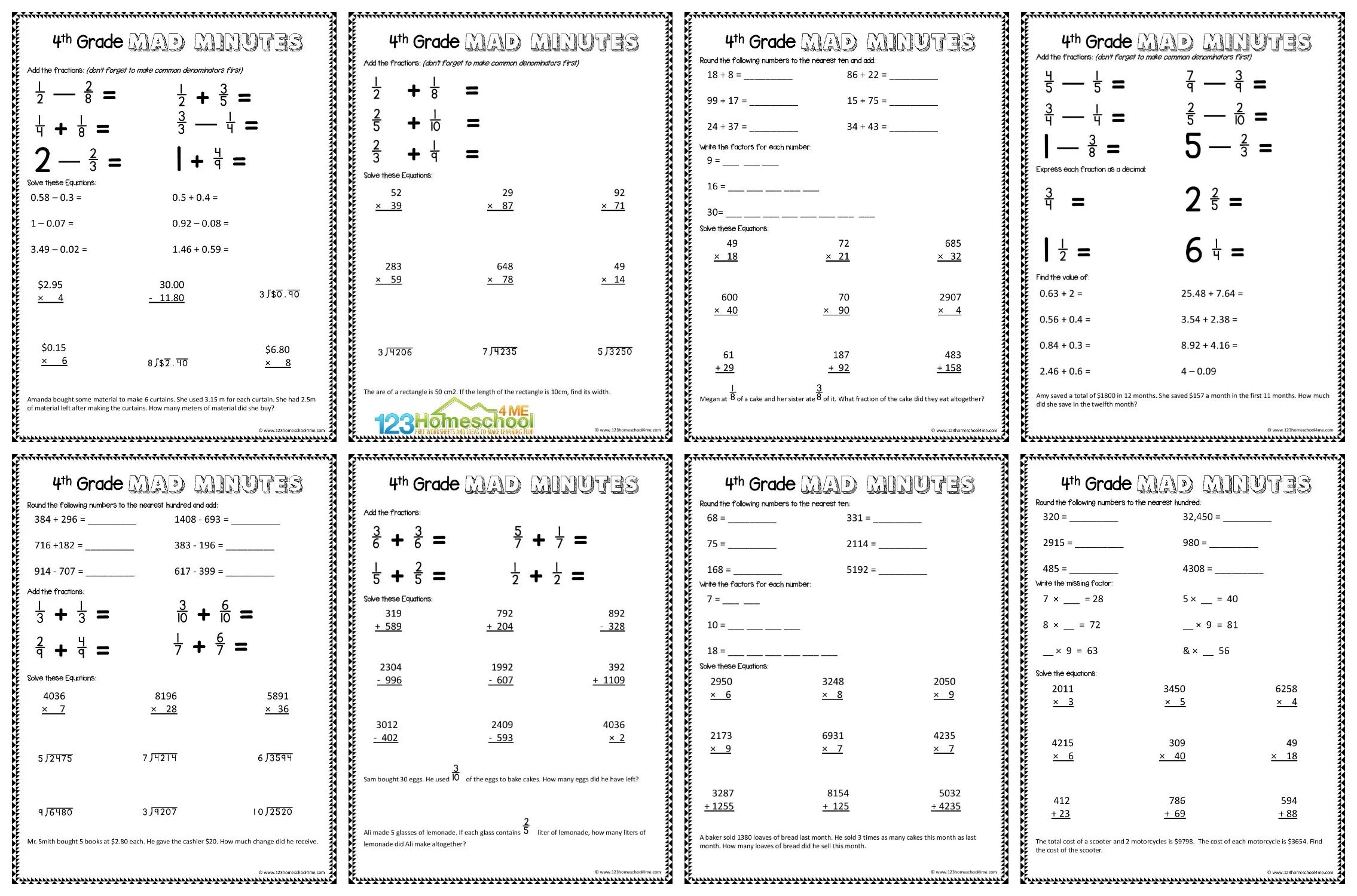 Printable School Worksheets For 4th Graders