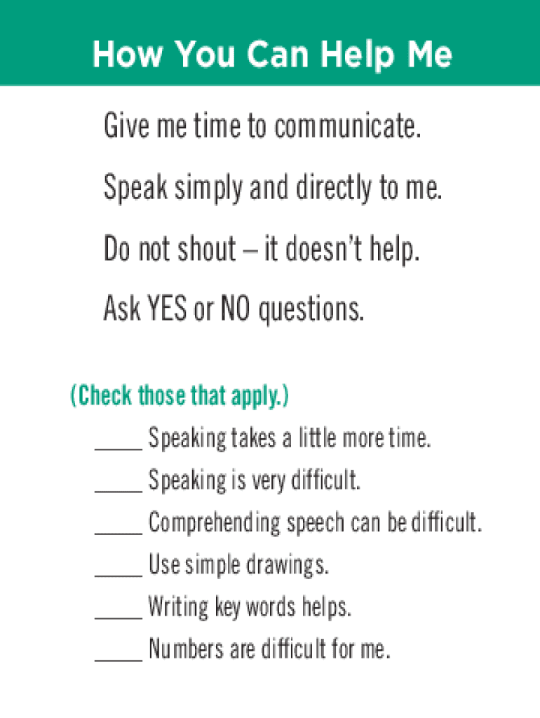 Free Printable Aphasia Wallet Card Fill Out amp Sign Online DocHub
