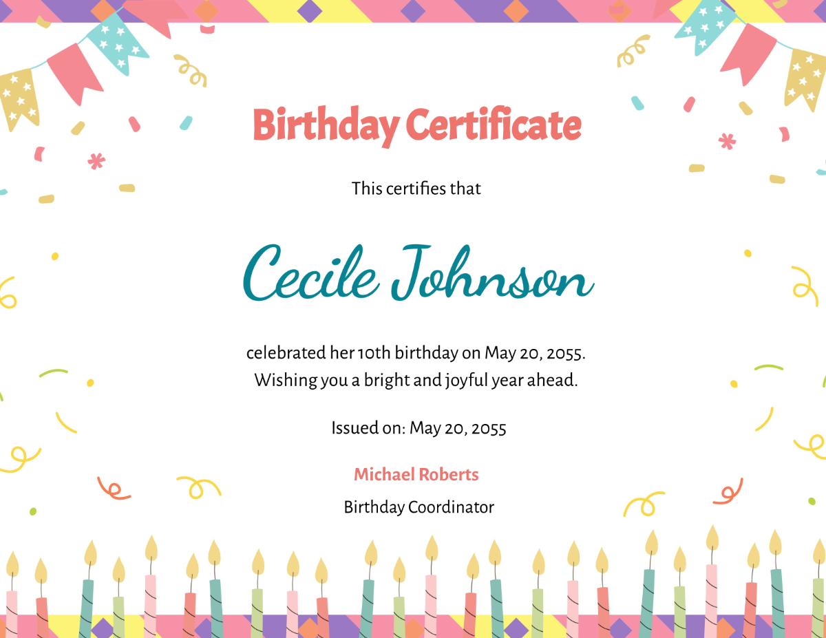 Birthday Certificate Templates Free Printable