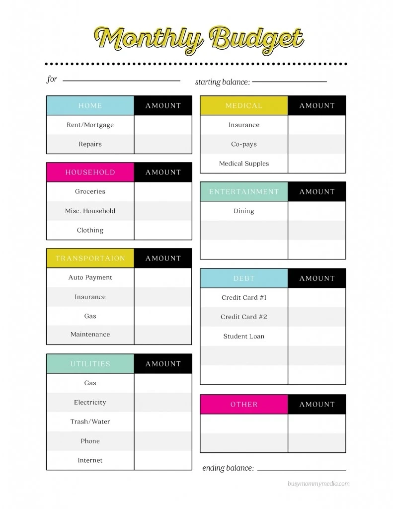 Free Printable Budget Worksheet Worksheets Library