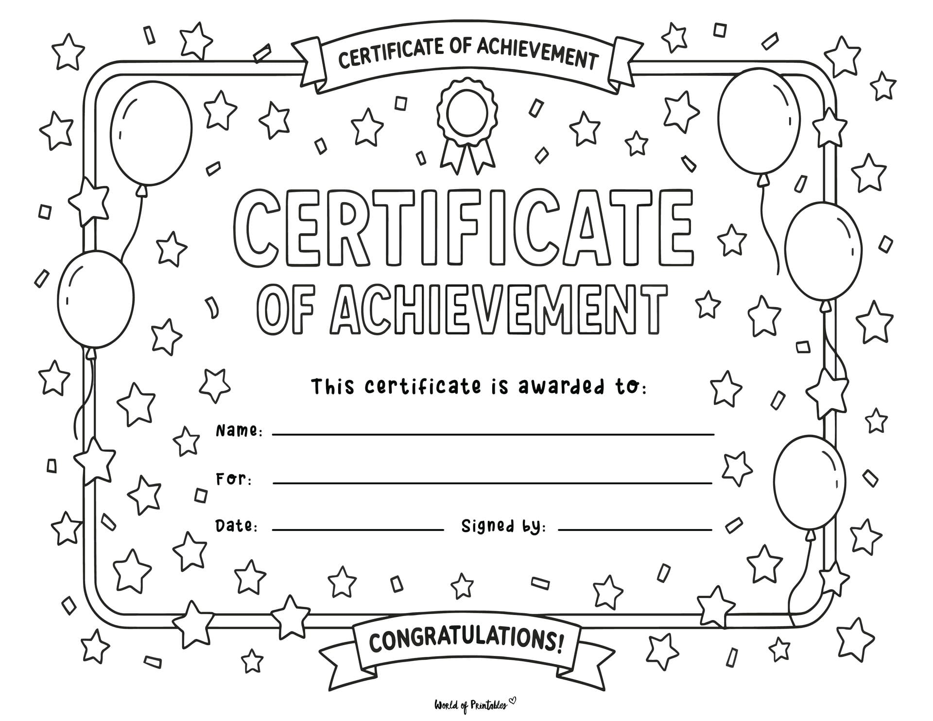 Free Printable Certificate Of Achievement Templates For Kids 