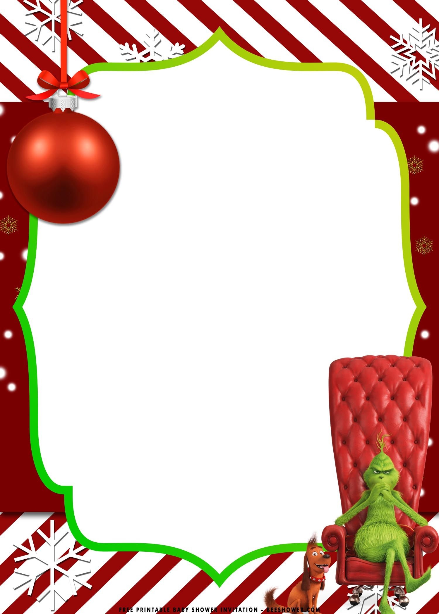 FREE Printable Christmas Grinch Baby Shower Invitation Templates