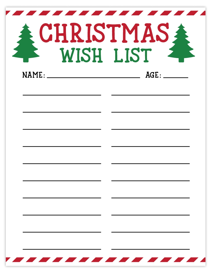 Printable Christmas Wish List Template