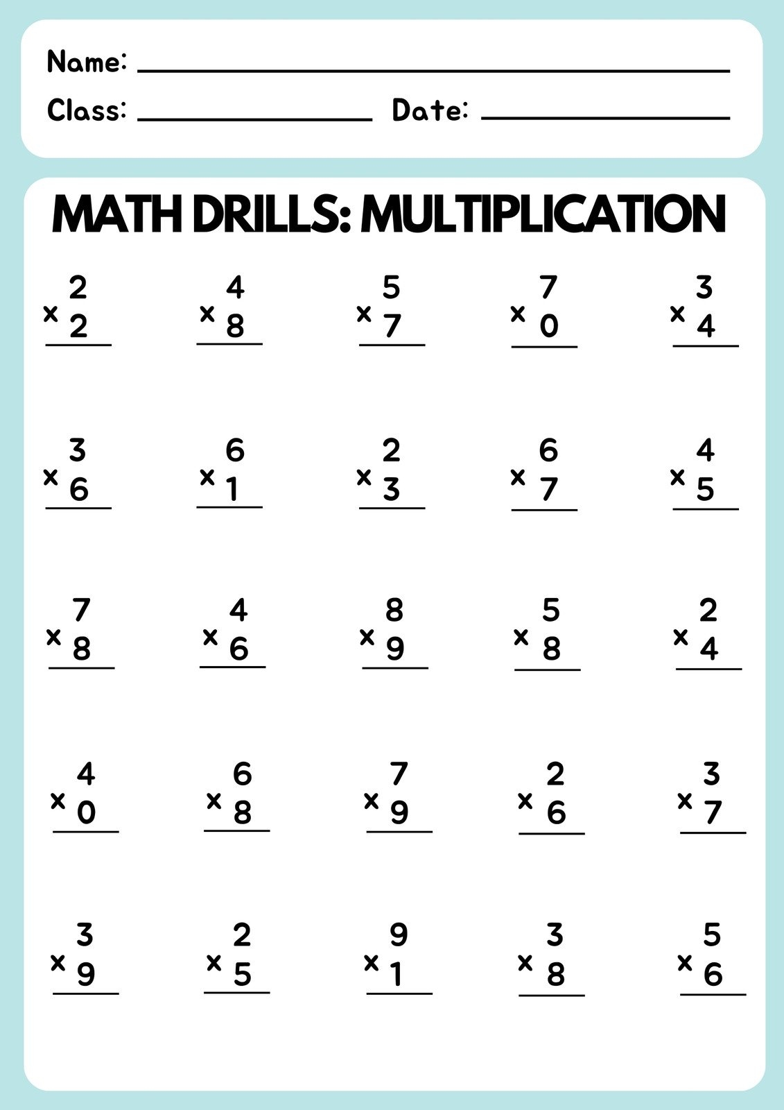 Free Printable Customizable Math Worksheet Templates 