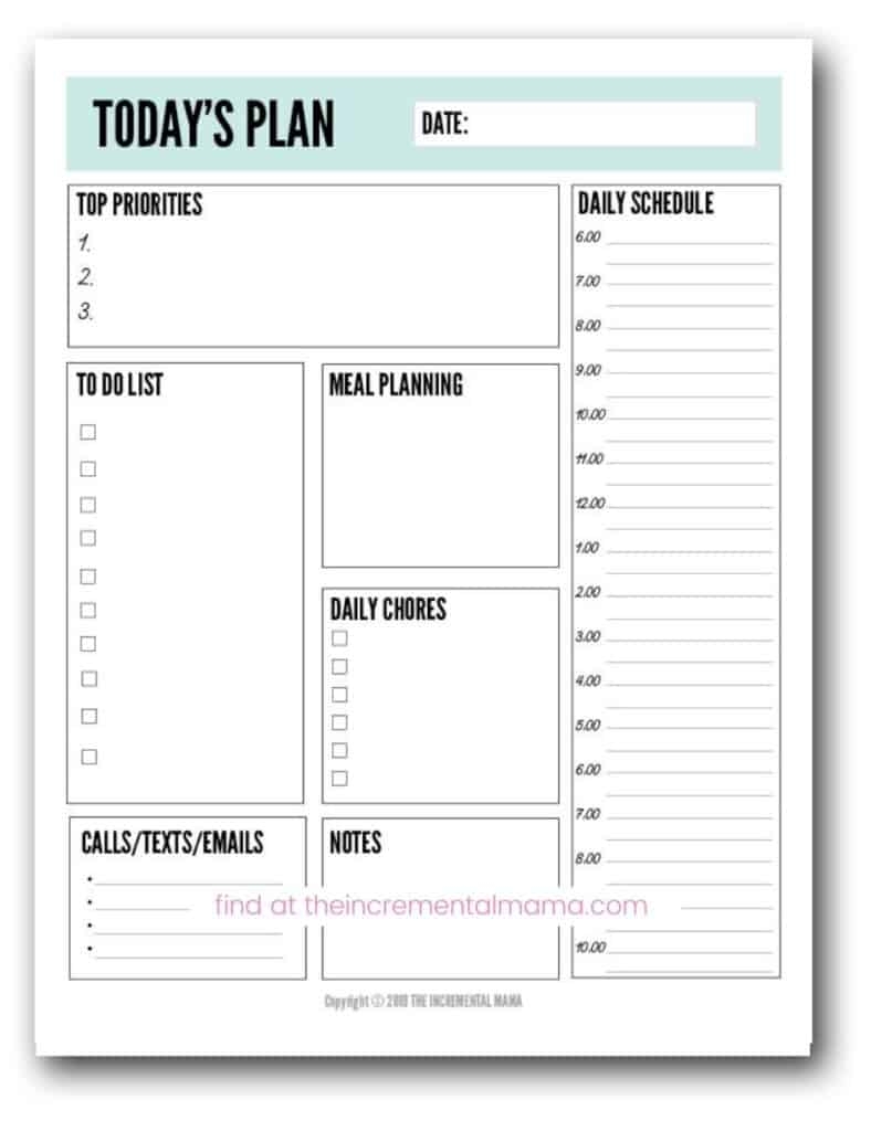 Daily Planner Template Free Printable