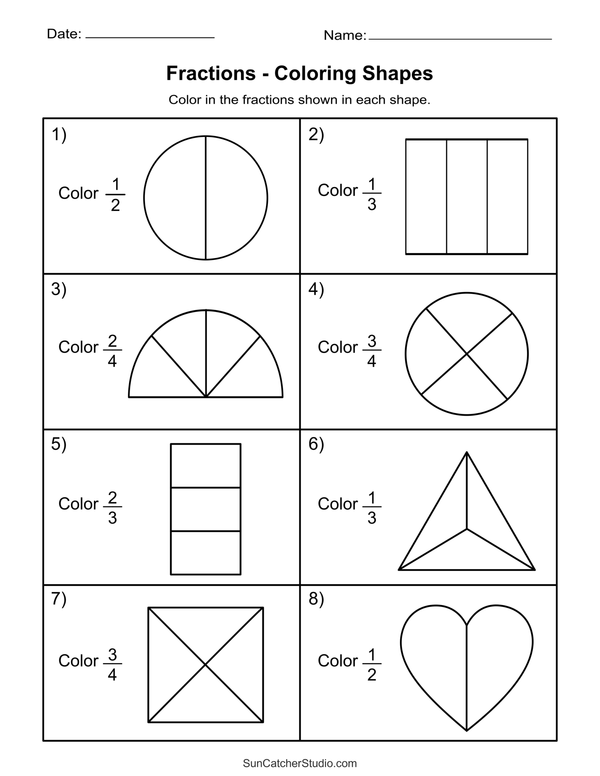 Free Printable Fractions Worksheets Grade 4