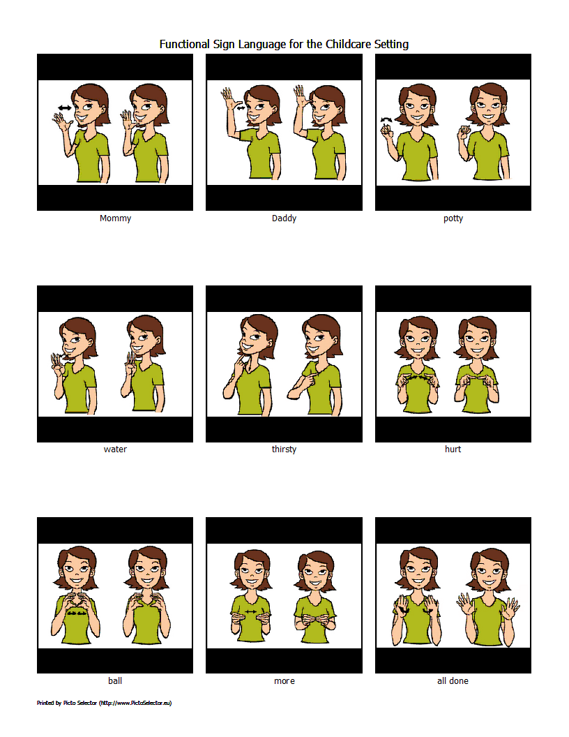 Free Printable Functional Sign Language For The Childcare 