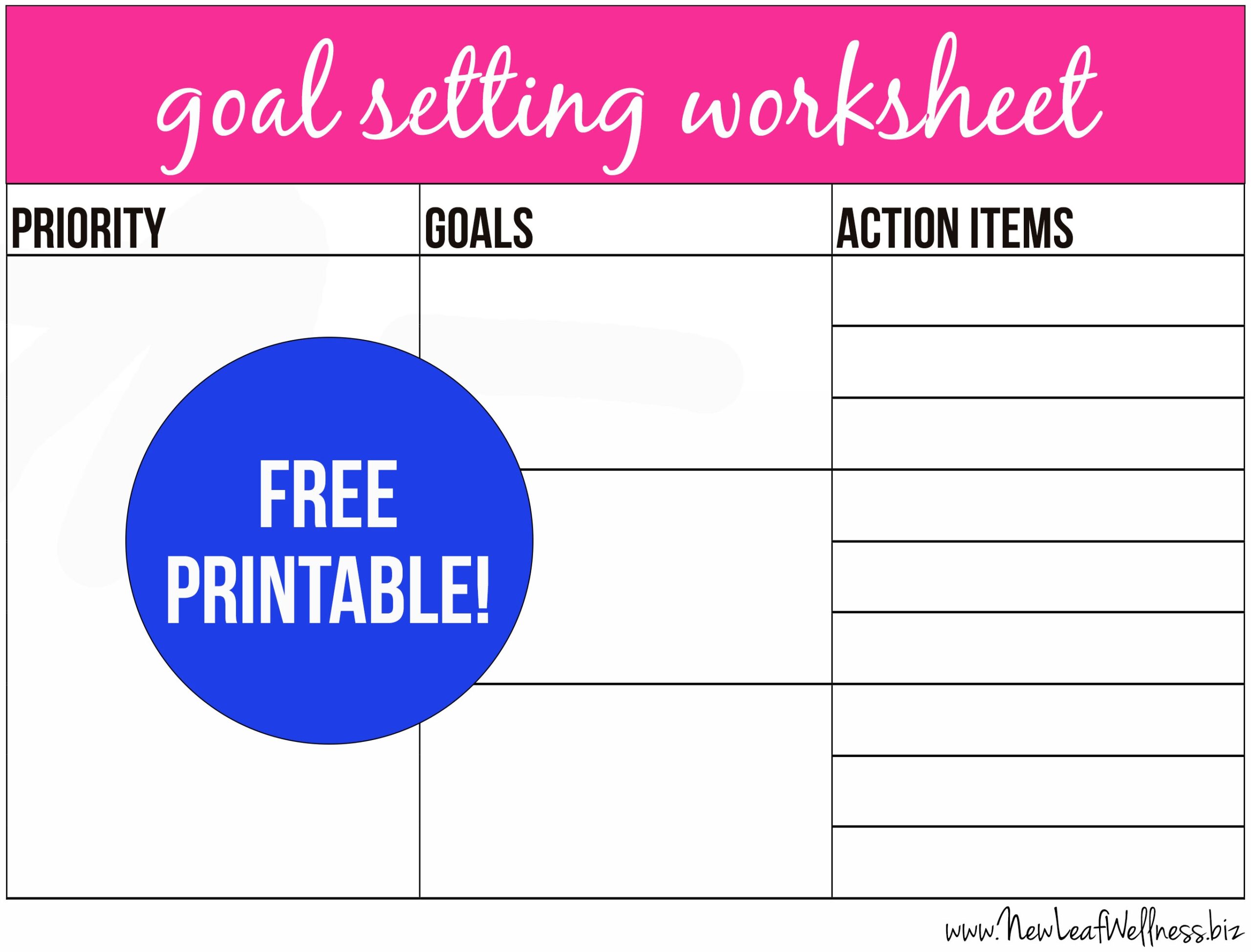Free Printable Goal Setting Worksheet And Instructions The 