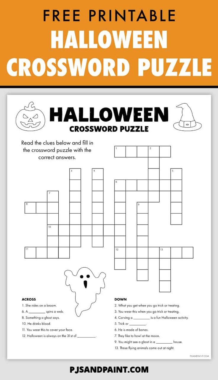 Crossword Puzzles Halloween Printable