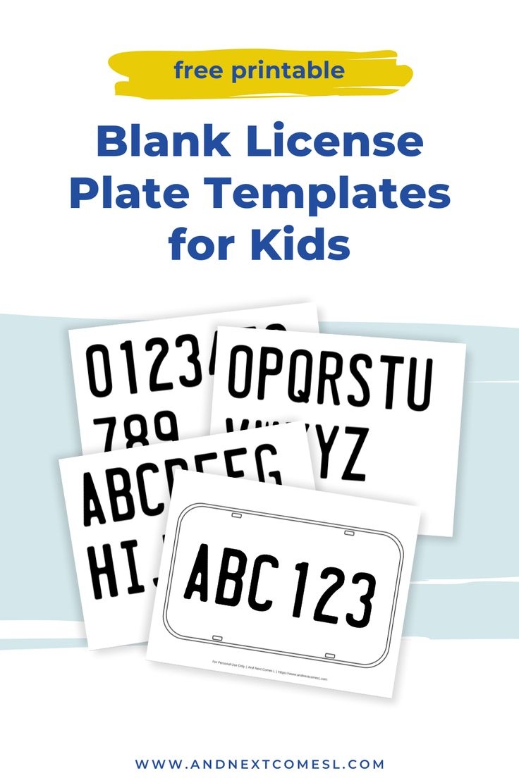 Free Printable License Plate Template For Kids