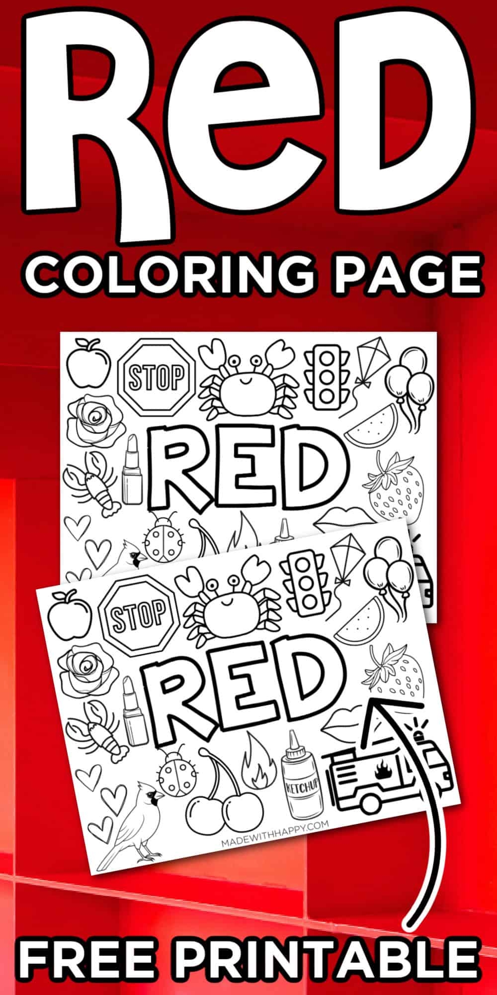 Color Red Coloring Sheet Printable
