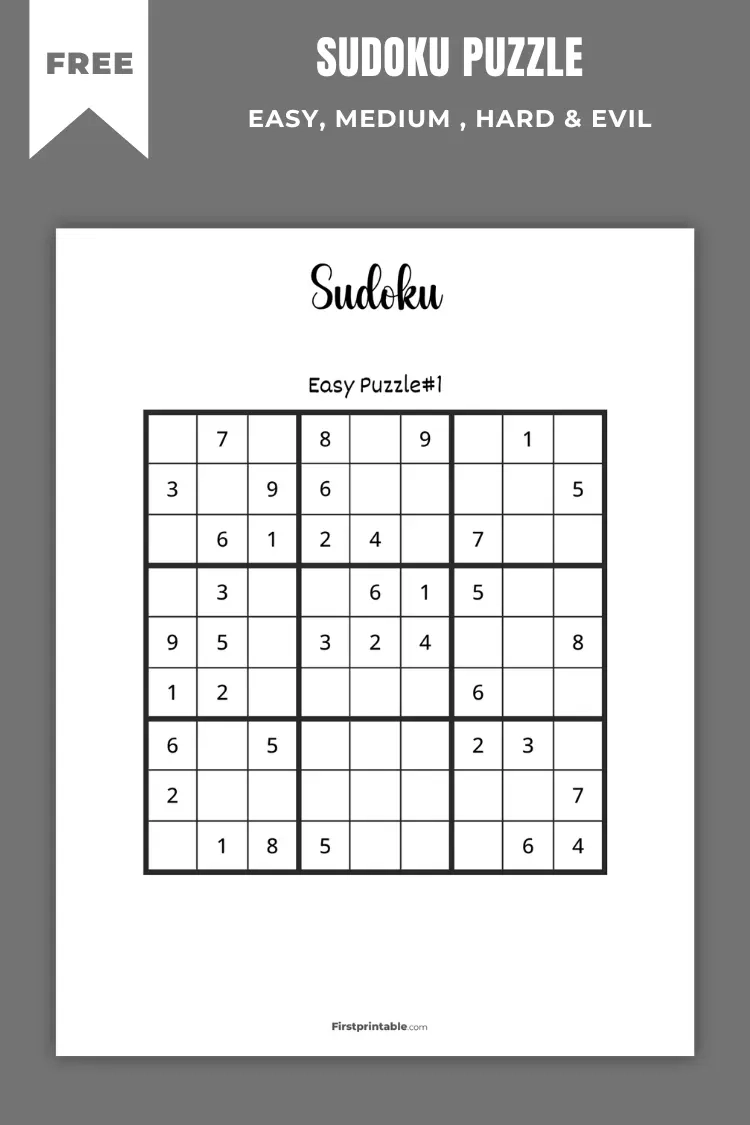 Free Printable Sudoku Puzzles Easy To Evil